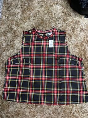 NWT J.Crew Woman’s Plus Size Plaid Sleeveless Shirt Size 3X